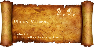 Uhrik Vilmos névjegykártya